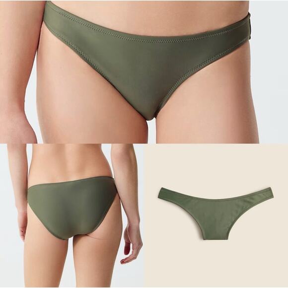 J. Crew Heritage 1989 High-Leg Bikini Bottom in Cool Cypress Size Small - Picture 1 of 7